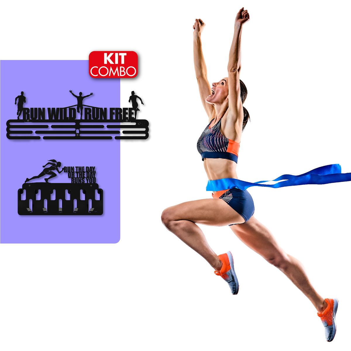 SOH DESIGN - Set x2  percheros para medallas y accesorios runner women pintado negro