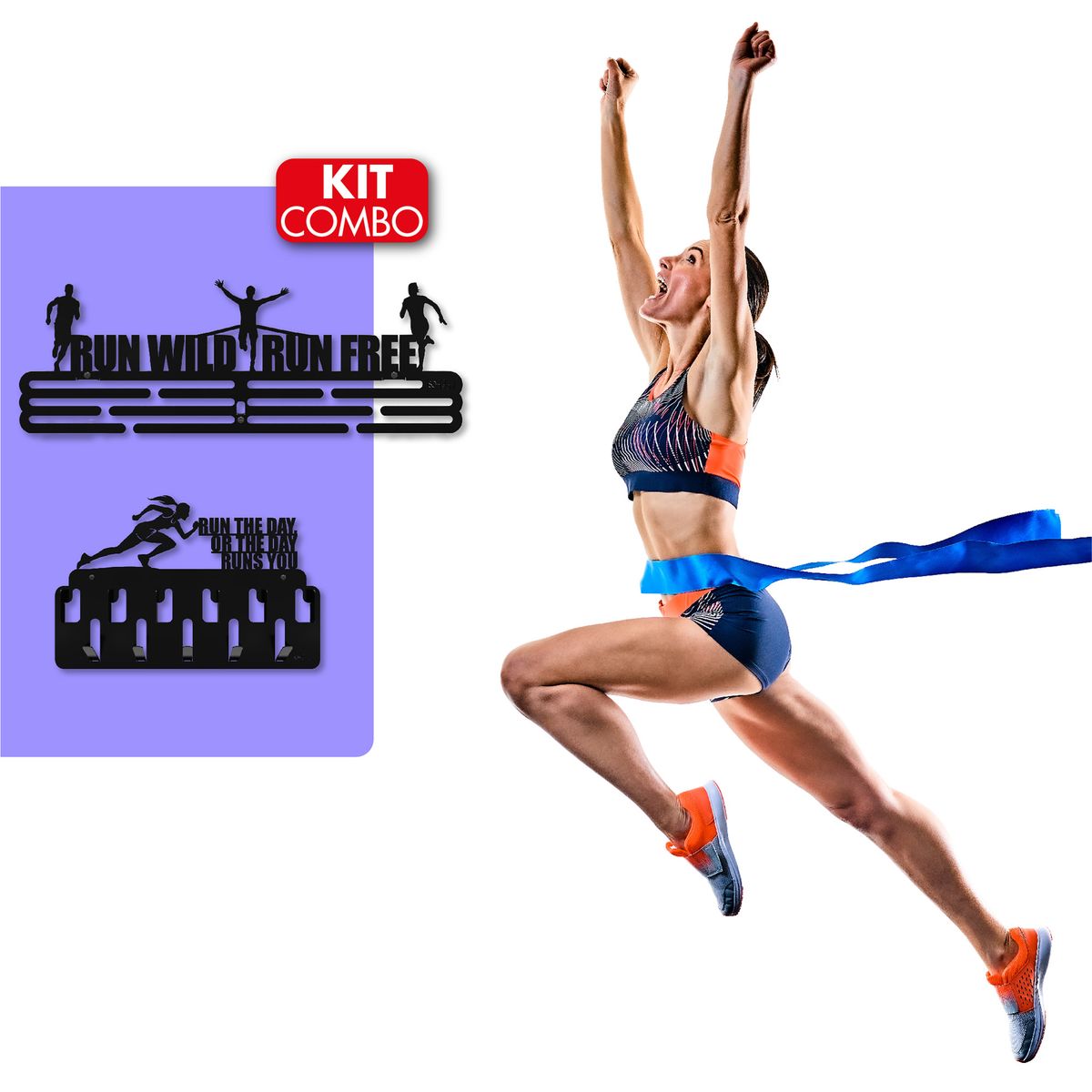 SOH DESIGN - Set x2  percheros para medallas y accesorios runner women pintado negro