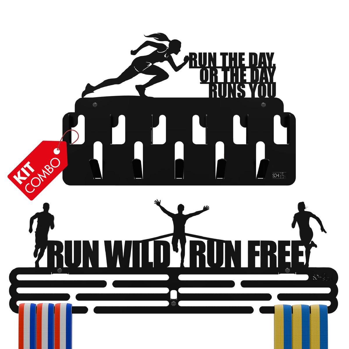 SOH DESIGN - Set x2  percheros para medallas y accesorios runner women pintado negro