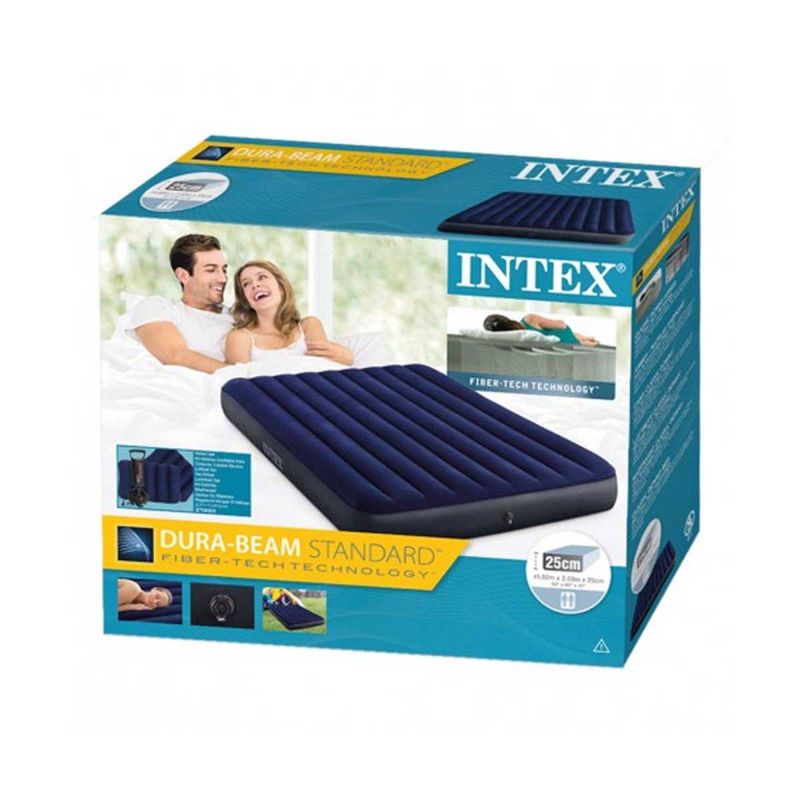 INTEX - Colchon Inflable Campismo Bomba 2 Almohadas Queen Intex