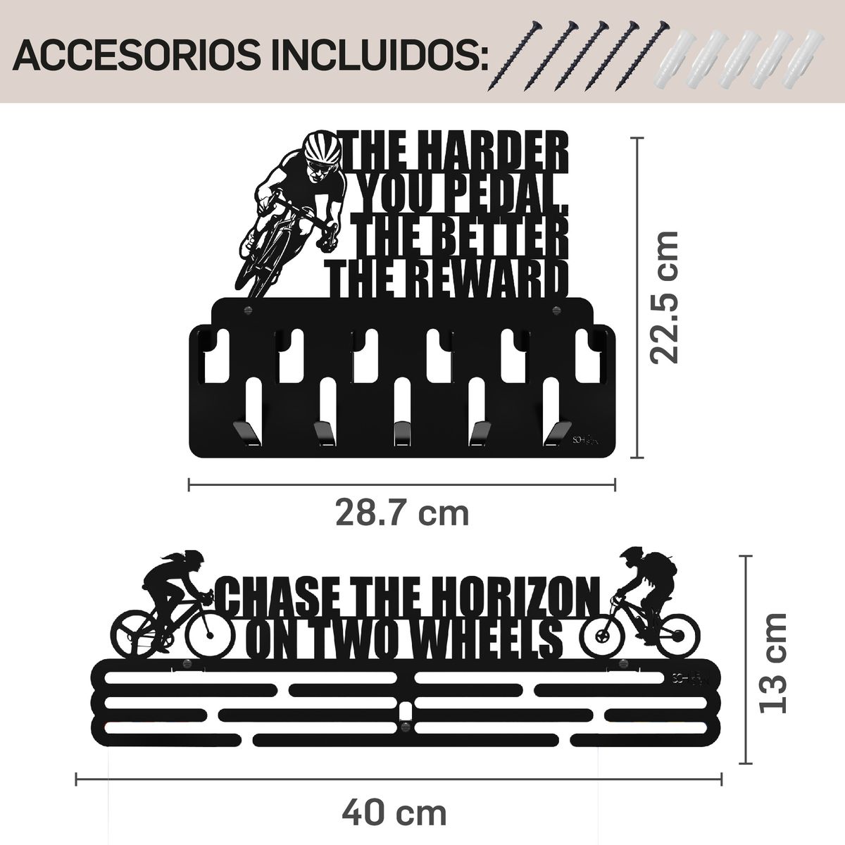 SOH DESIGN - Set x2  percheros para medallas y accesorios cycling men  pintado negro