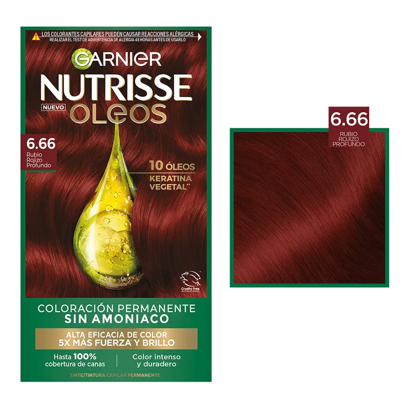 GARNIER - Garnier Nutrisse Óleos en el tono 6.66 Rubio Rojizo Profundo