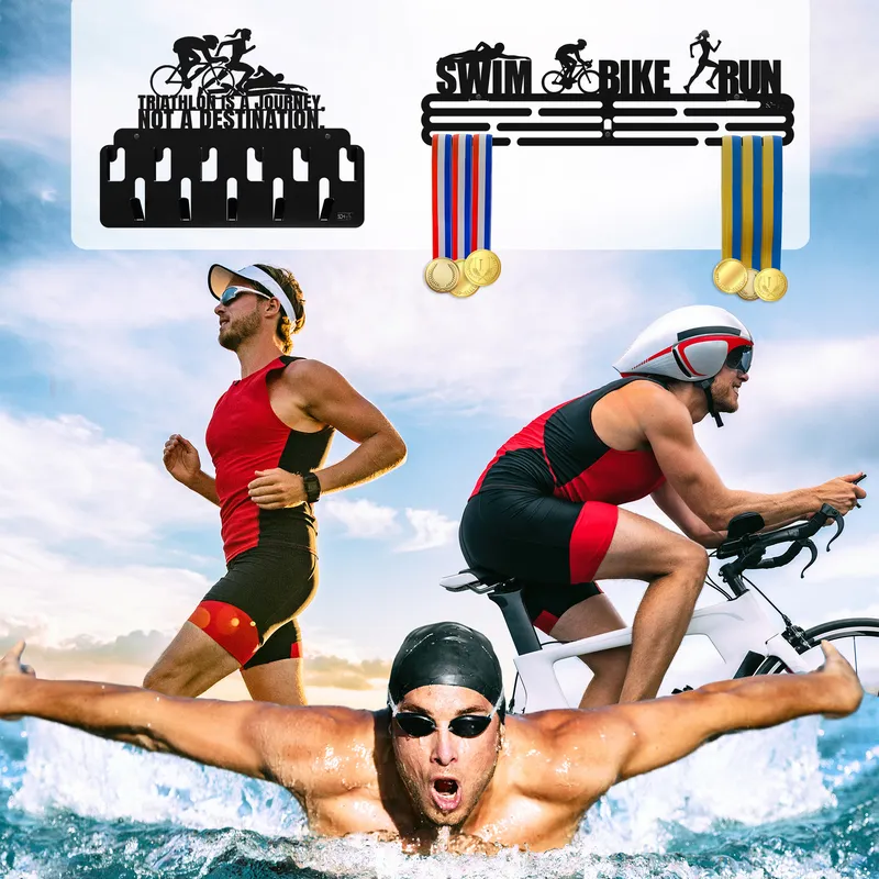 SOH DESIGN - Set x2  percheros para medallas y accesorios triathlon pintado negro