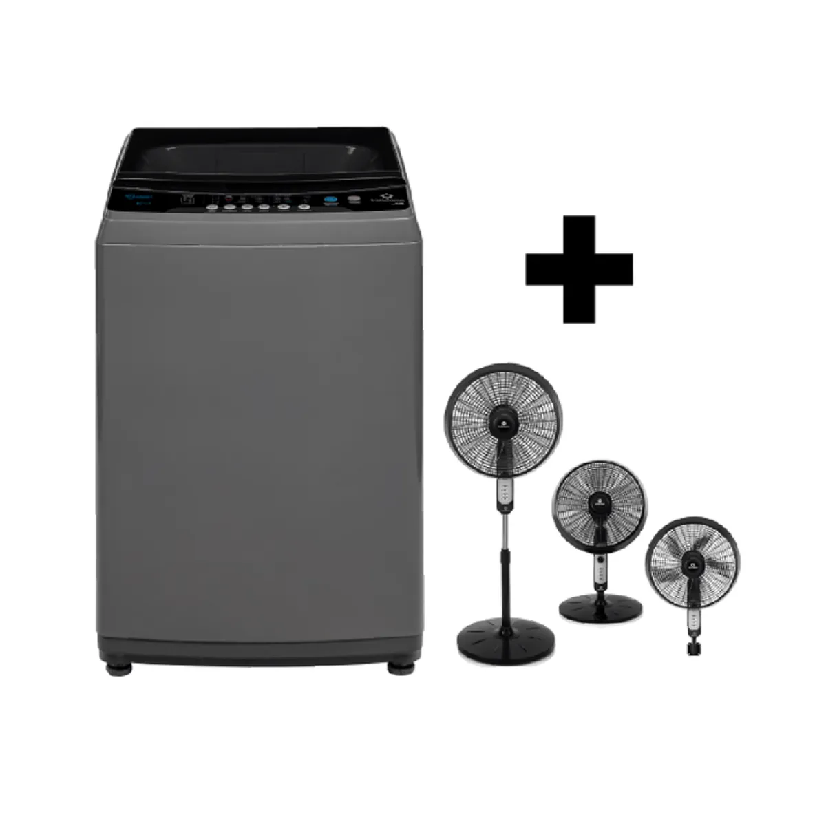 INDURAMA - Combo Lavadora Automatica 13KG Indurama LRI-13DGR + Ventilador 3 EN 1 18"  Negro