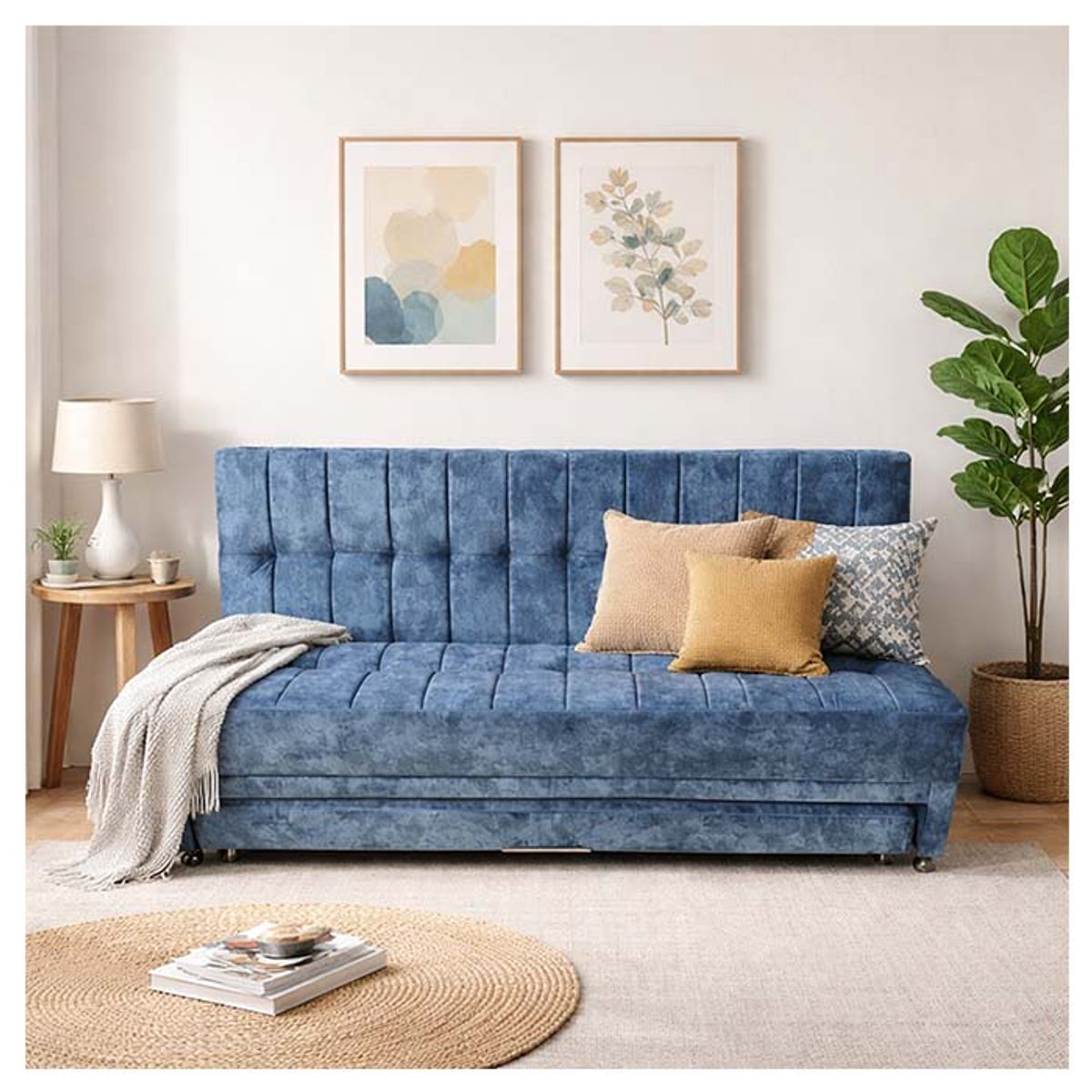 GENERICO - SOFA CAMA TARIMA GREGOR TELA ANTIFLUIDO PETROLEO