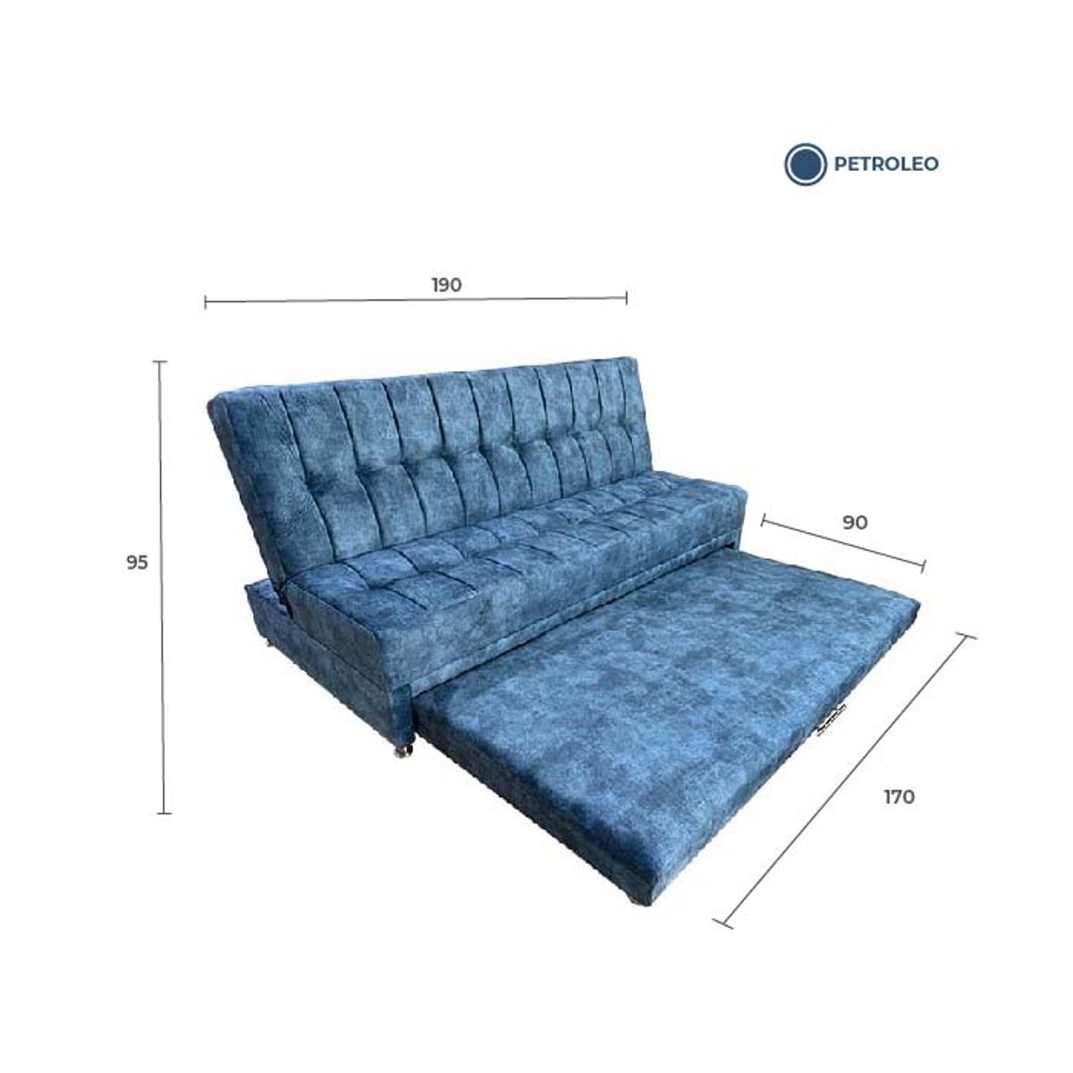 GENERICO - SOFA CAMA TARIMA GREGOR TELA ANTIFLUIDO PETROLEO