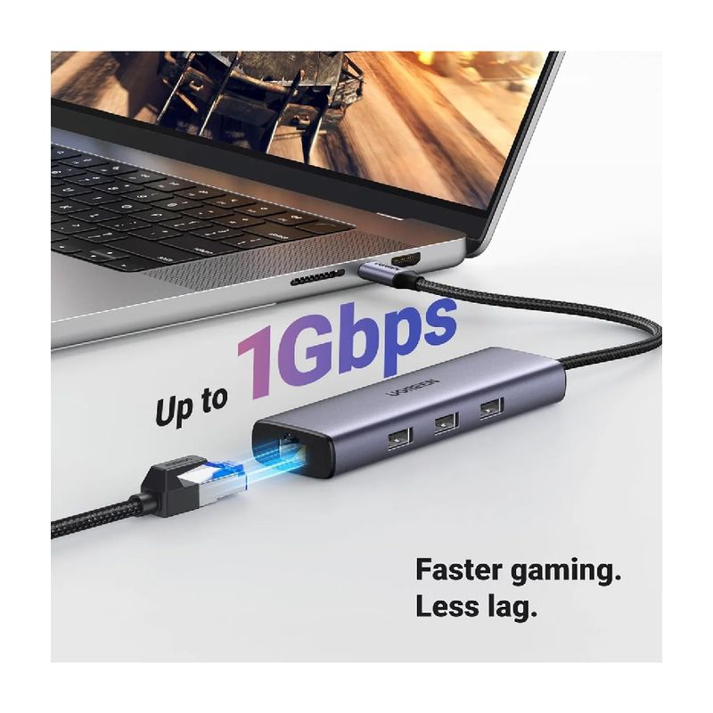UGREEN - Hub Ugreen 6 En 1, Rj45, Hdmi, Usb C, Usb A X3