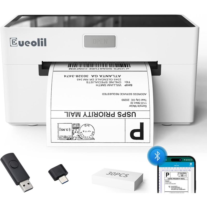 GENERICO - Impresora Térmica Euolil Bluetooth Usb Etiquetas Guias 10x15