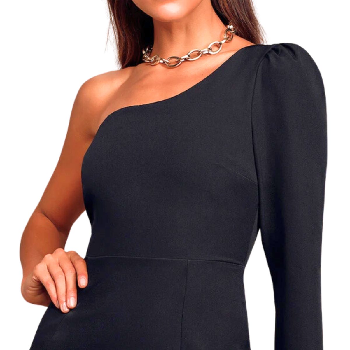 NEGRELI - Vestido NEGRELI Asimétrico Elegancia Total  Manga Larga