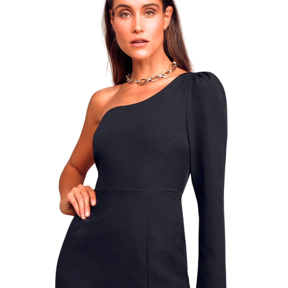 NEGRELI - Vestido NEGRELI Asimétrico Elegancia Total  Manga Larga