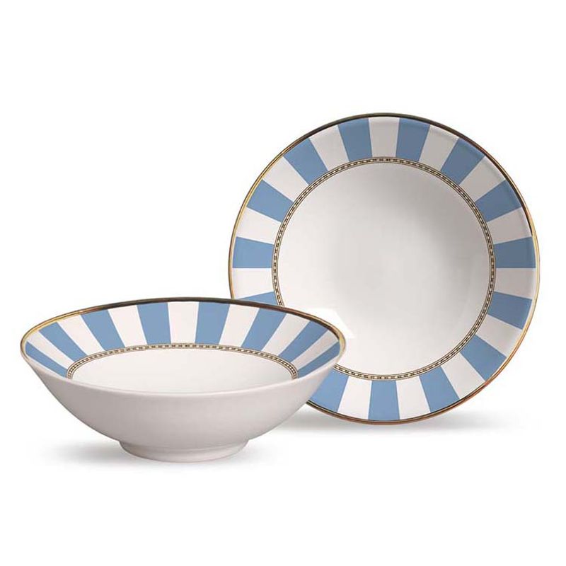 ALLEANZA - BOWL DECORADO BLUE STRIP FILETE DE ORO 10 ONZ
