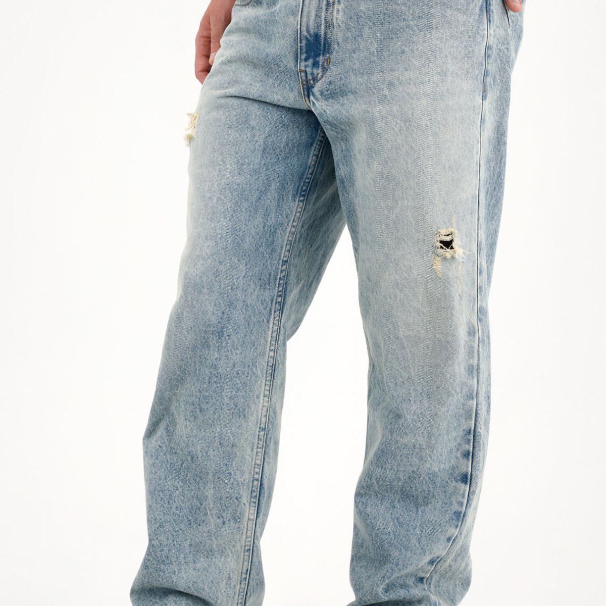 TENNIS - Jean Loose con rotos azul claro para hombre