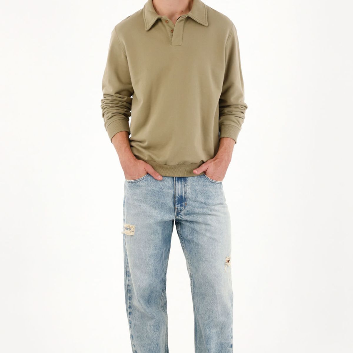 TENNIS - Jean Loose con rotos azul claro para hombre