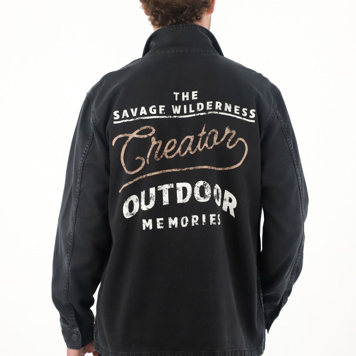 TENNIS - Chaqueta con bordado y teñido vintage negra para hombre