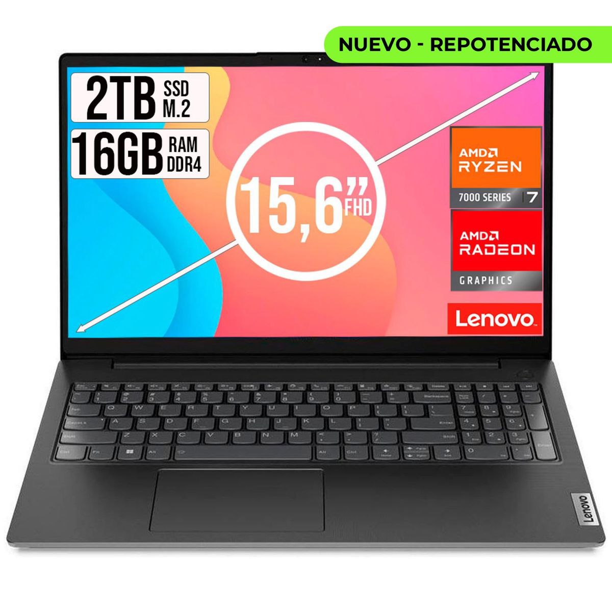 LENOVO - PORTATIL LENOVO V15 AMD RYZEN 7-7730U SSD 2TB RAM 16GB 15,6 FHD