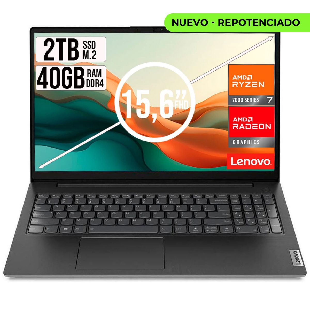 LENOVO - PORTATIL LENOVO V15 AMD RYZEN 7-7730U SSD 2TB RAM 40GB 15,6 FHD