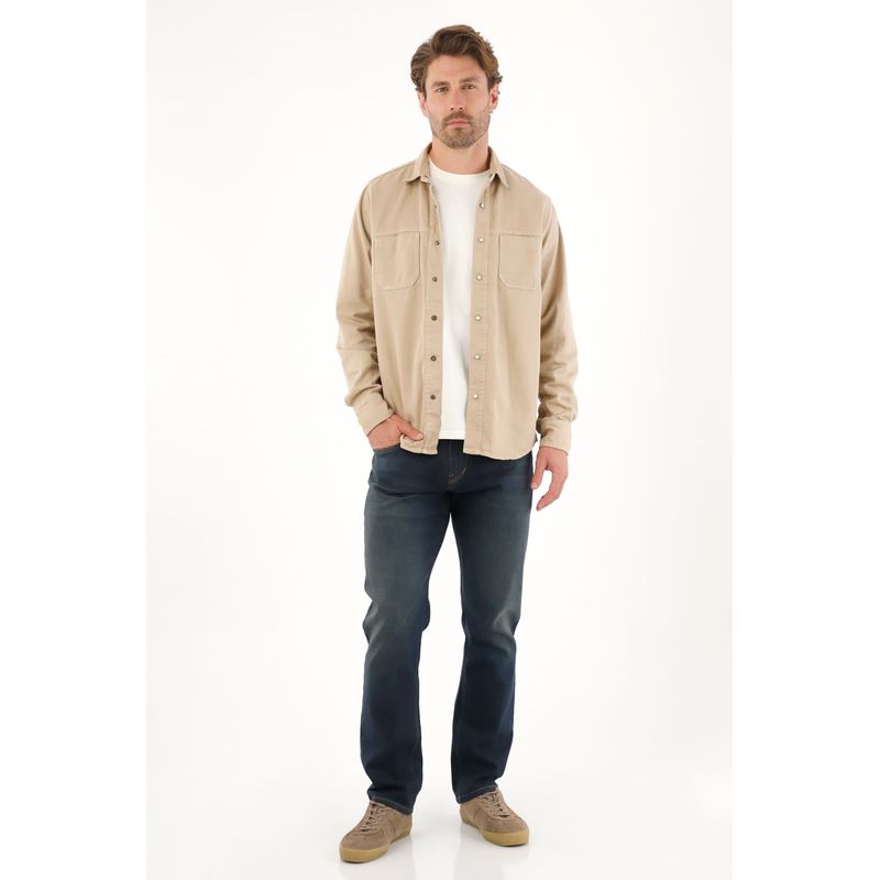 TENNIS - Jean Recto con efecto resinado azul para hombre
