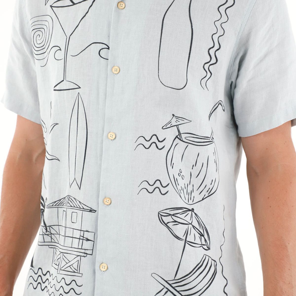 TENNIS - Camisa tipo bowling con print playero para hombre