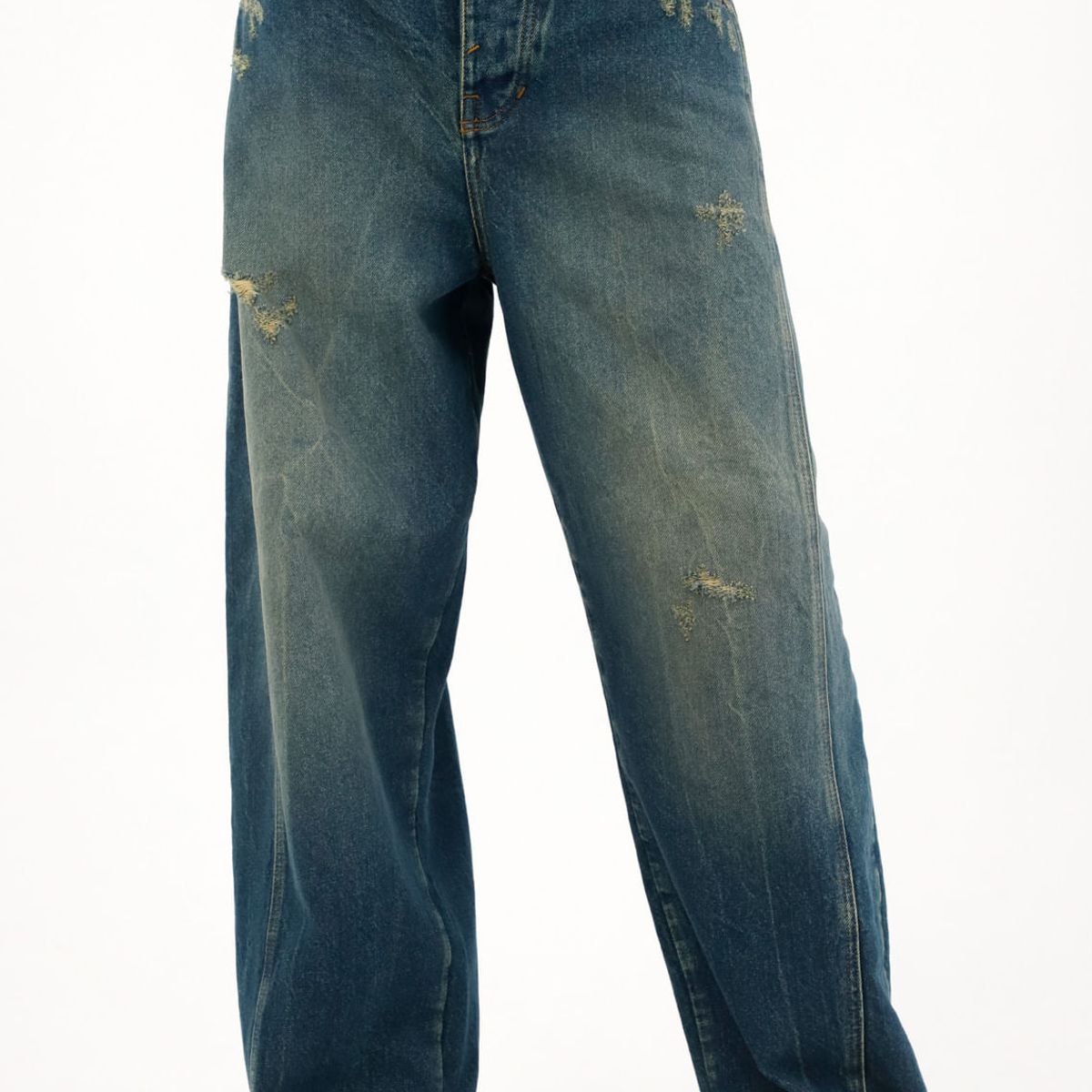 TENNIS - Jean Horseshoe de tiro bajo con rotos localizados para mujer