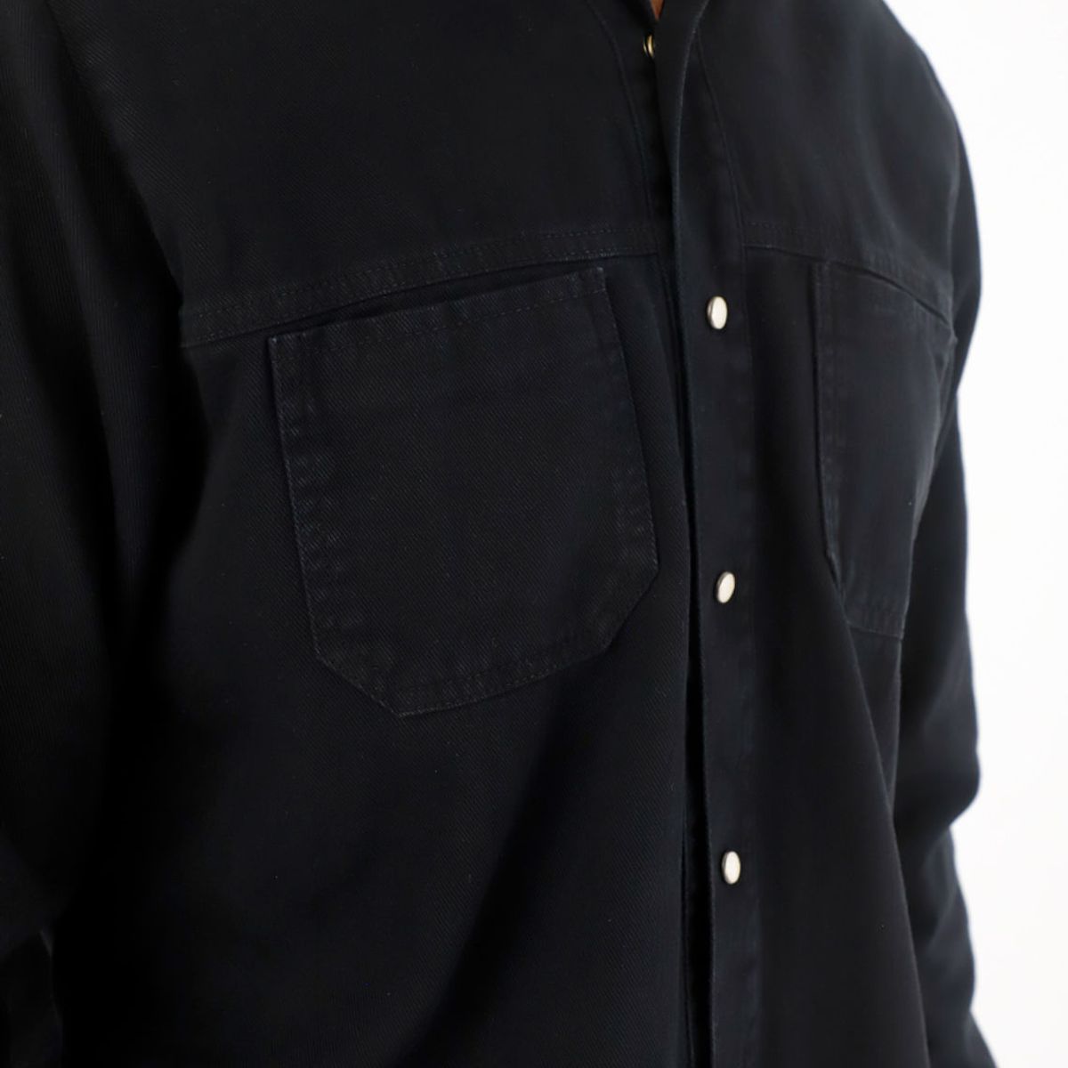 TENNIS - Camisa en dril liviano manga larga negra para hombre
