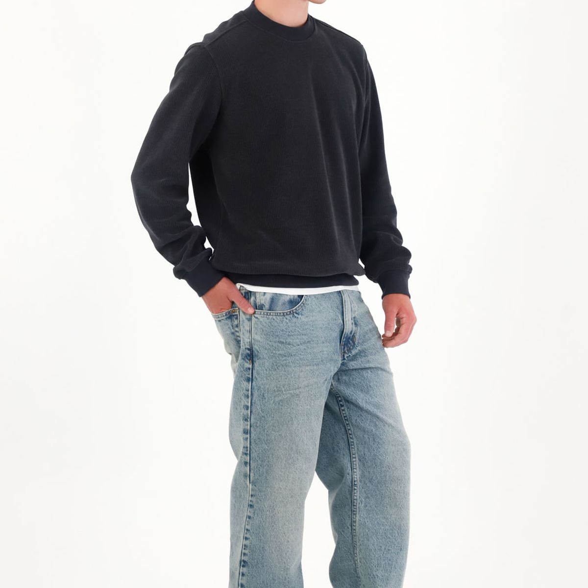 TENNIS - Jean Loose fit de silueta amplia azul medio para hombre