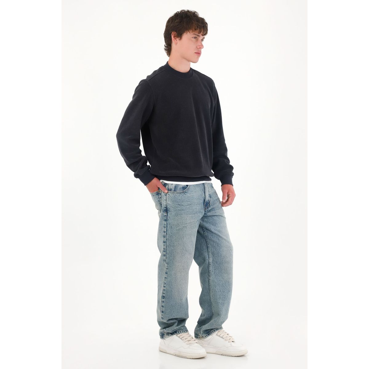 TENNIS - Jean Loose fit de silueta amplia azul medio para hombre