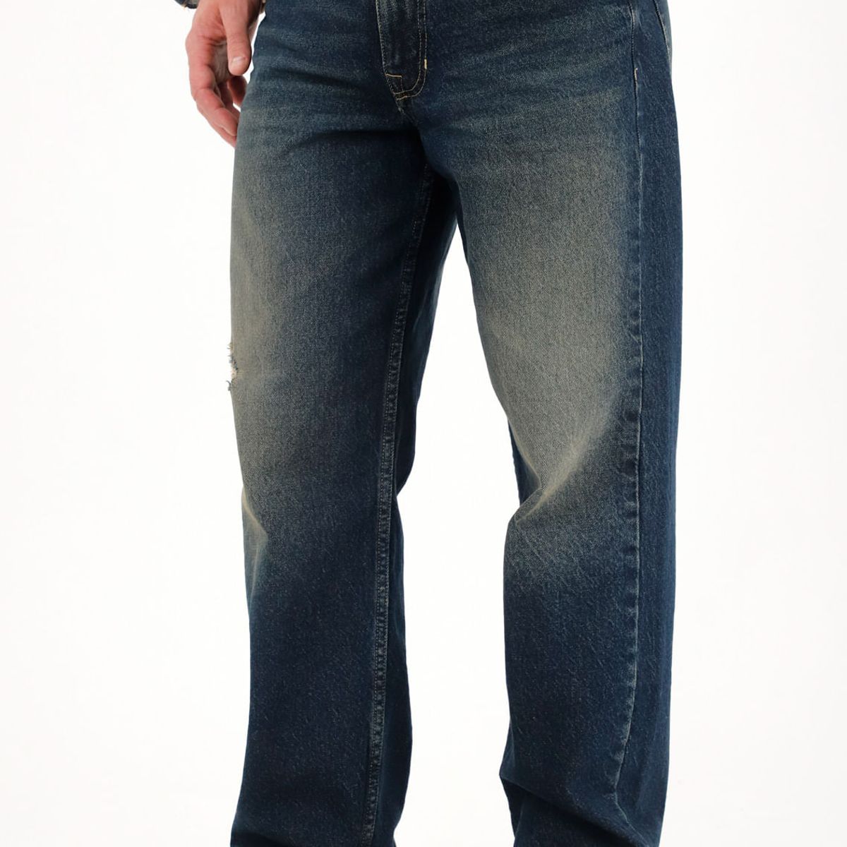TENNIS - Jean Loose con roto azul oscuro para hombre