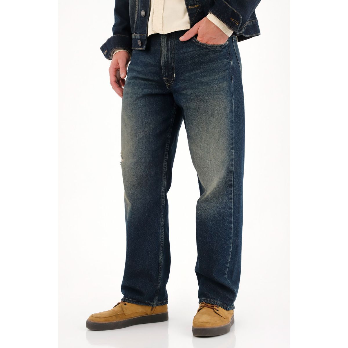 TENNIS - Jean Loose con roto azul oscuro para hombre