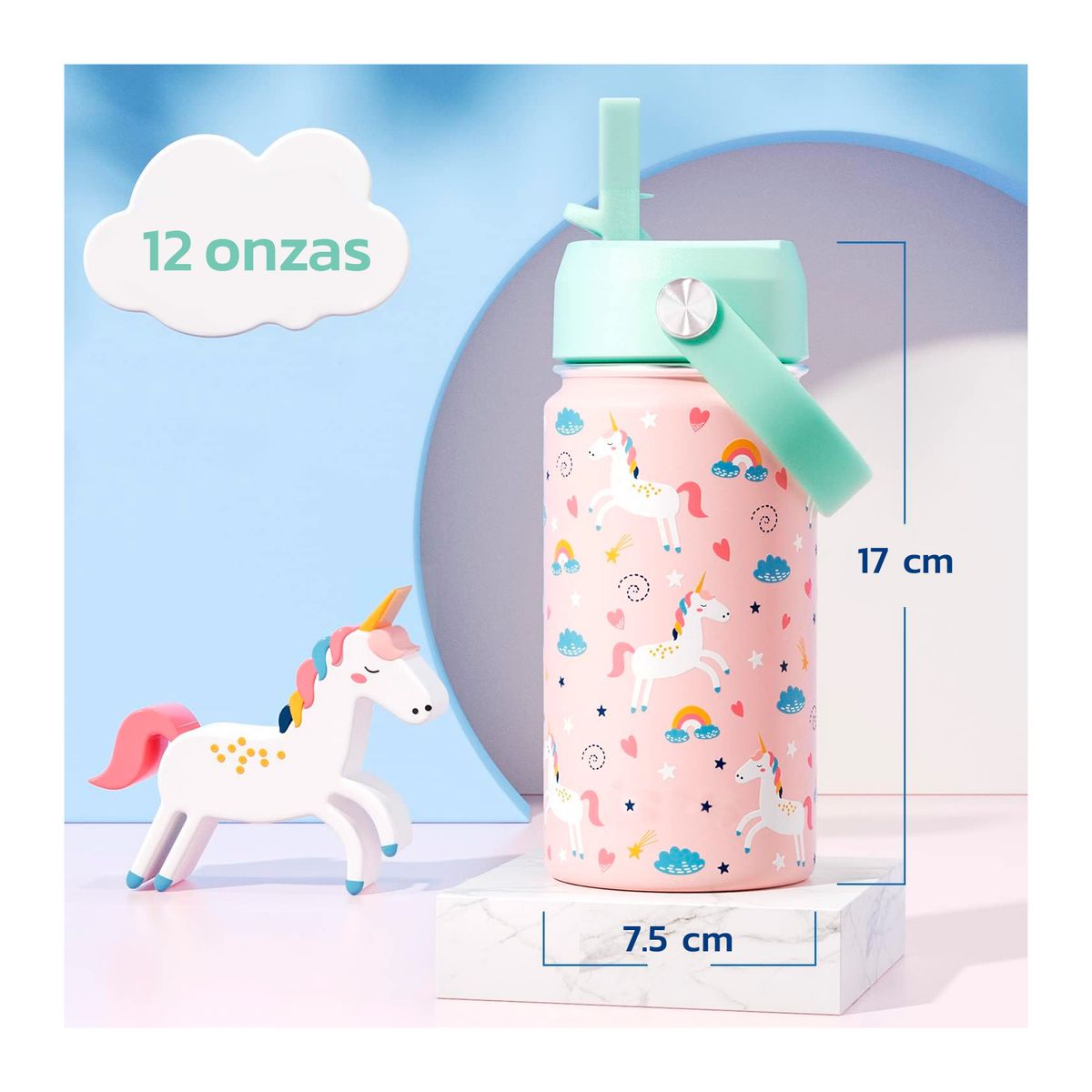 ENFANT'ASY - Termo Botilito Botella Acero Inoxidable Niños Vaso Pitillo