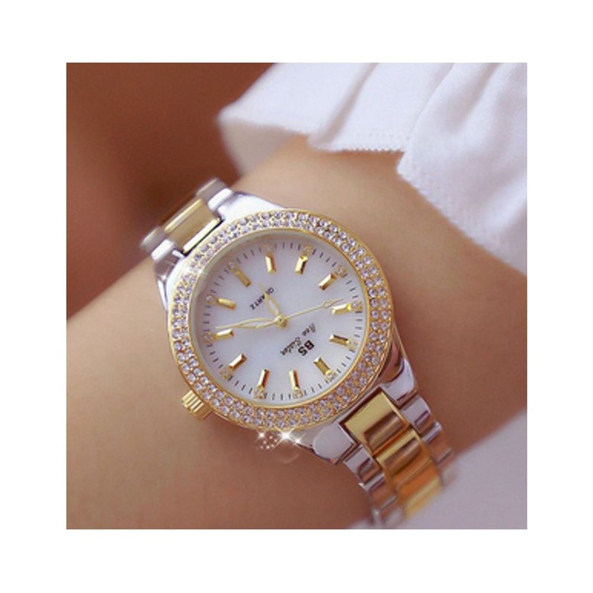 BS - Reloj Mujer con diamantes de imitacion cristal excelente