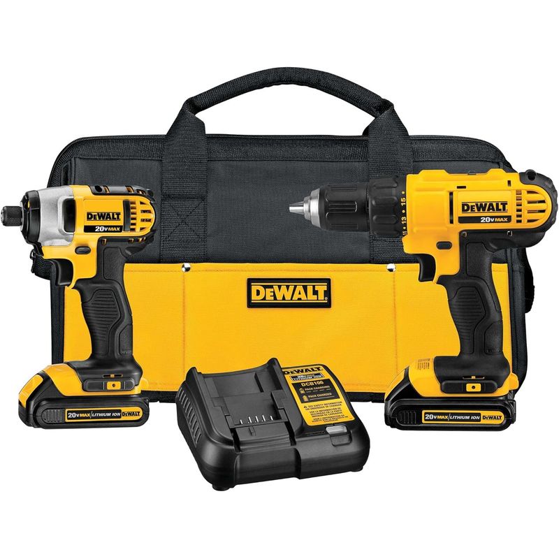 DEWALT - Taladro y atornillador inalámbricos DEWALT 20V MAX kit con 2 baterías DCK240C2