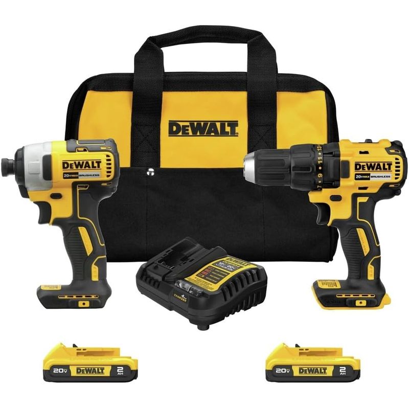 DEWALT - Taladro y atornillador inalámbricos DEWALT 20V MAX kit con 2 baterías DCK277D2