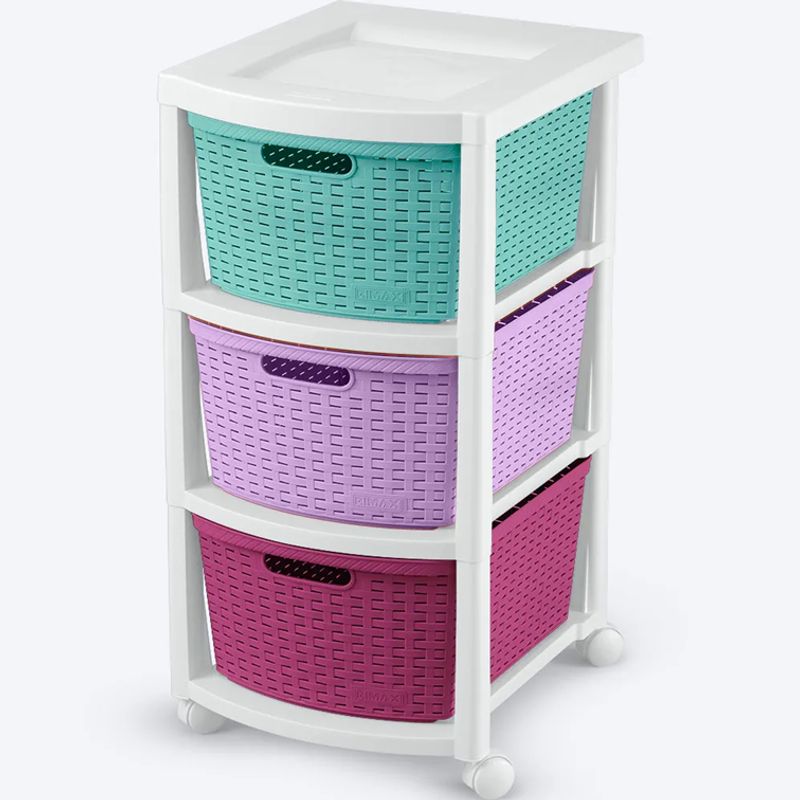 RIMAX - Cajonero Apariencia Rattan Rimax 3 Gavetas Glam Niña 14003