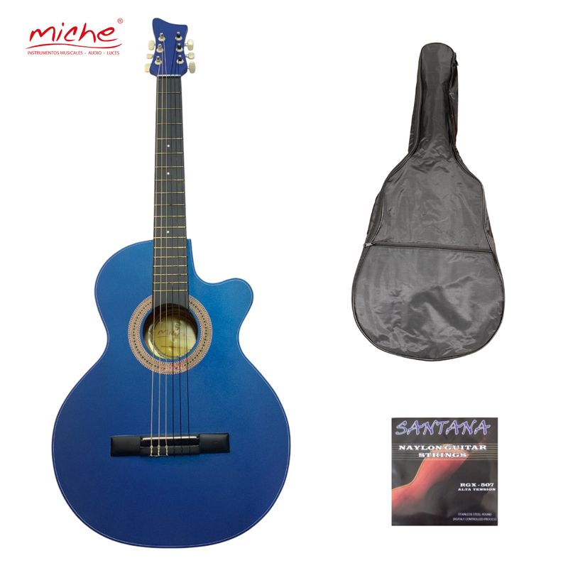 GENERICO - GUITARRA ACUSTICA MICHEMILL SHAK AZUL CON FORRO GRATIS