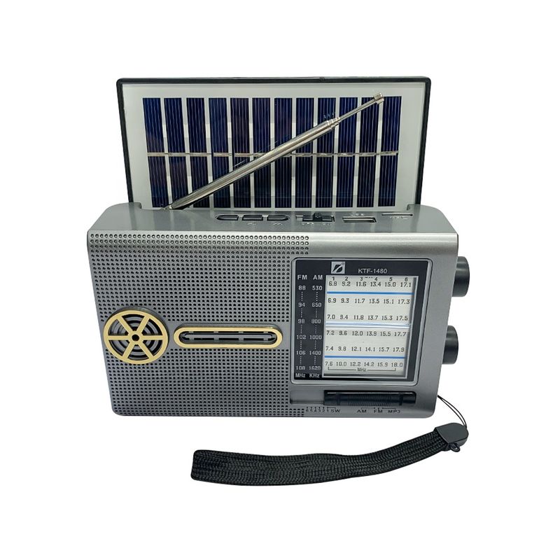 GENERICO - Radio Solar Bluetooth KTF-1480 con Panel Solar y Linterna