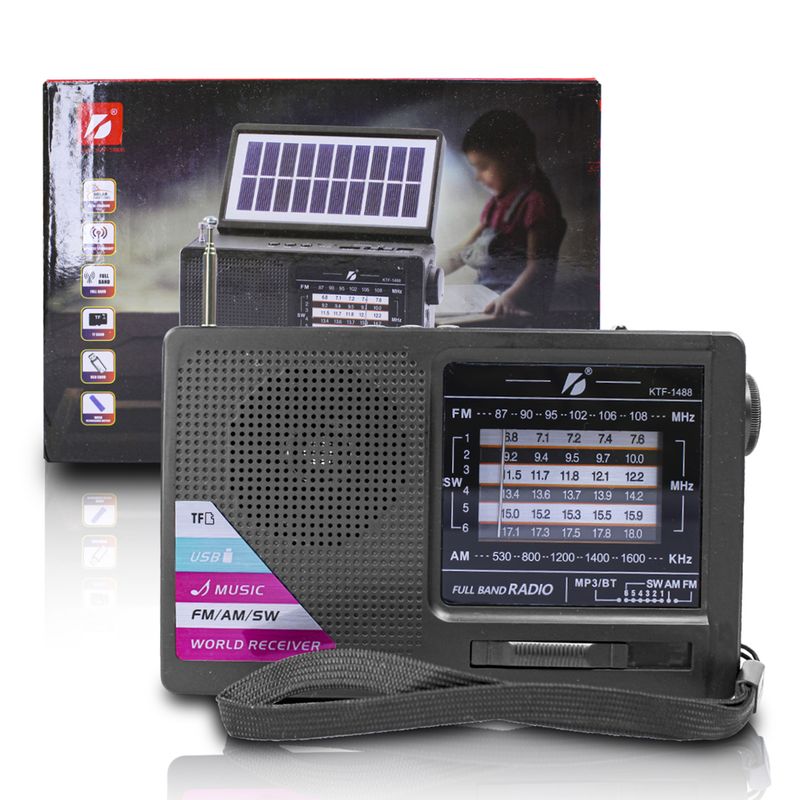 GENERICO - Radio Solar Bluetooth KTF-1488 con Linterna LED de Alta Potencia