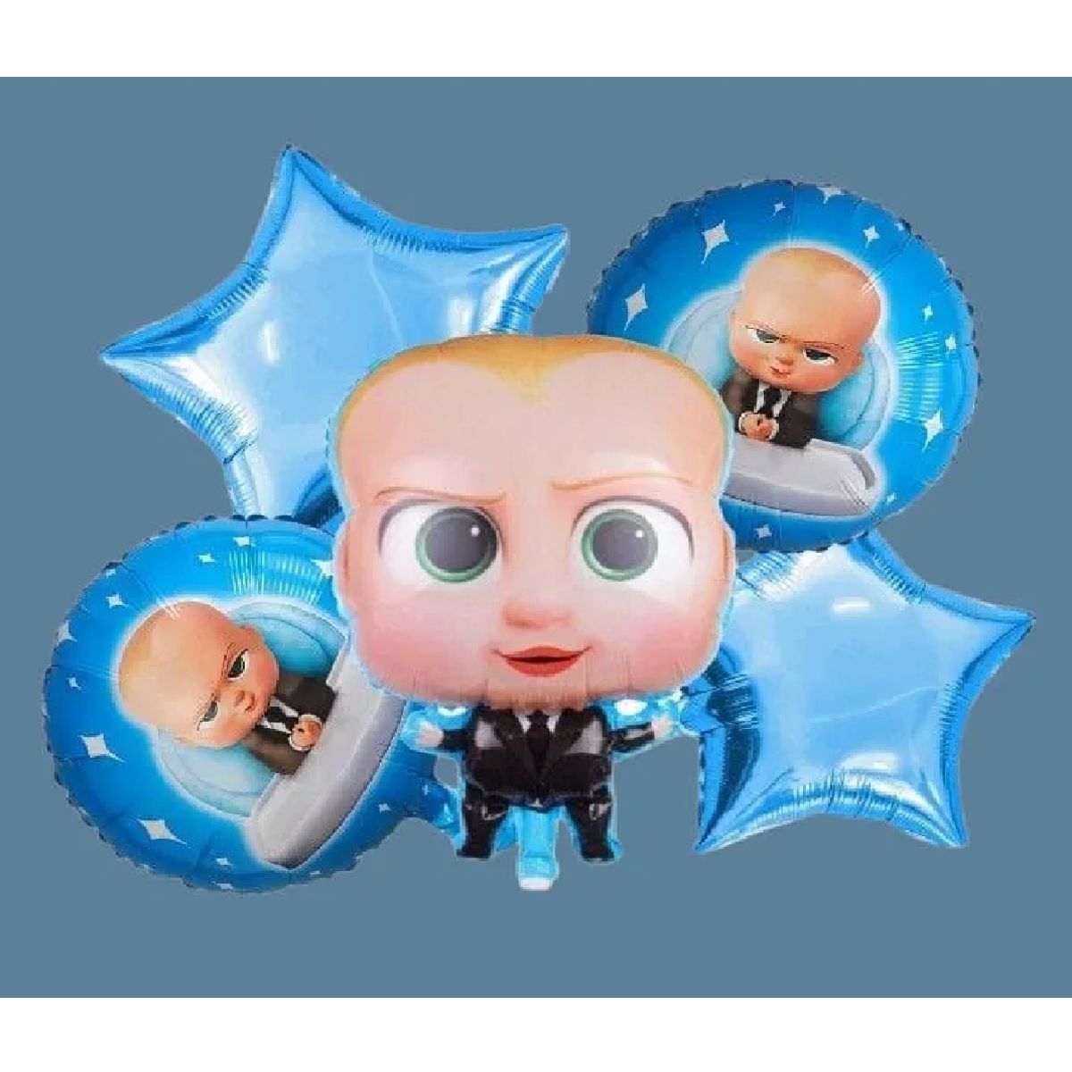 GENERICO - Bouquet X5 Globos Metálizados Jefe En Pañales Baby Boss