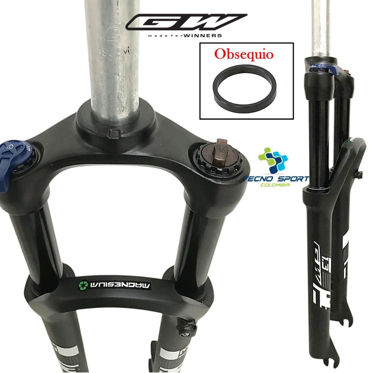 GW - Tenedor Suspensión Bicicleta Gw 29 Con Bloqueo Freno Disco