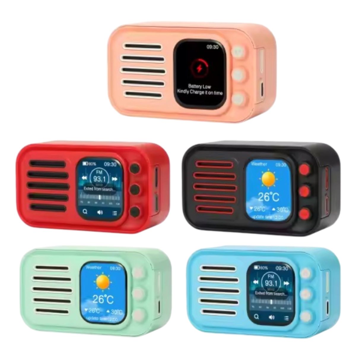 GENERICO - Radio Parlante Con Pantalla Digital Táctil Notificación App Rosa