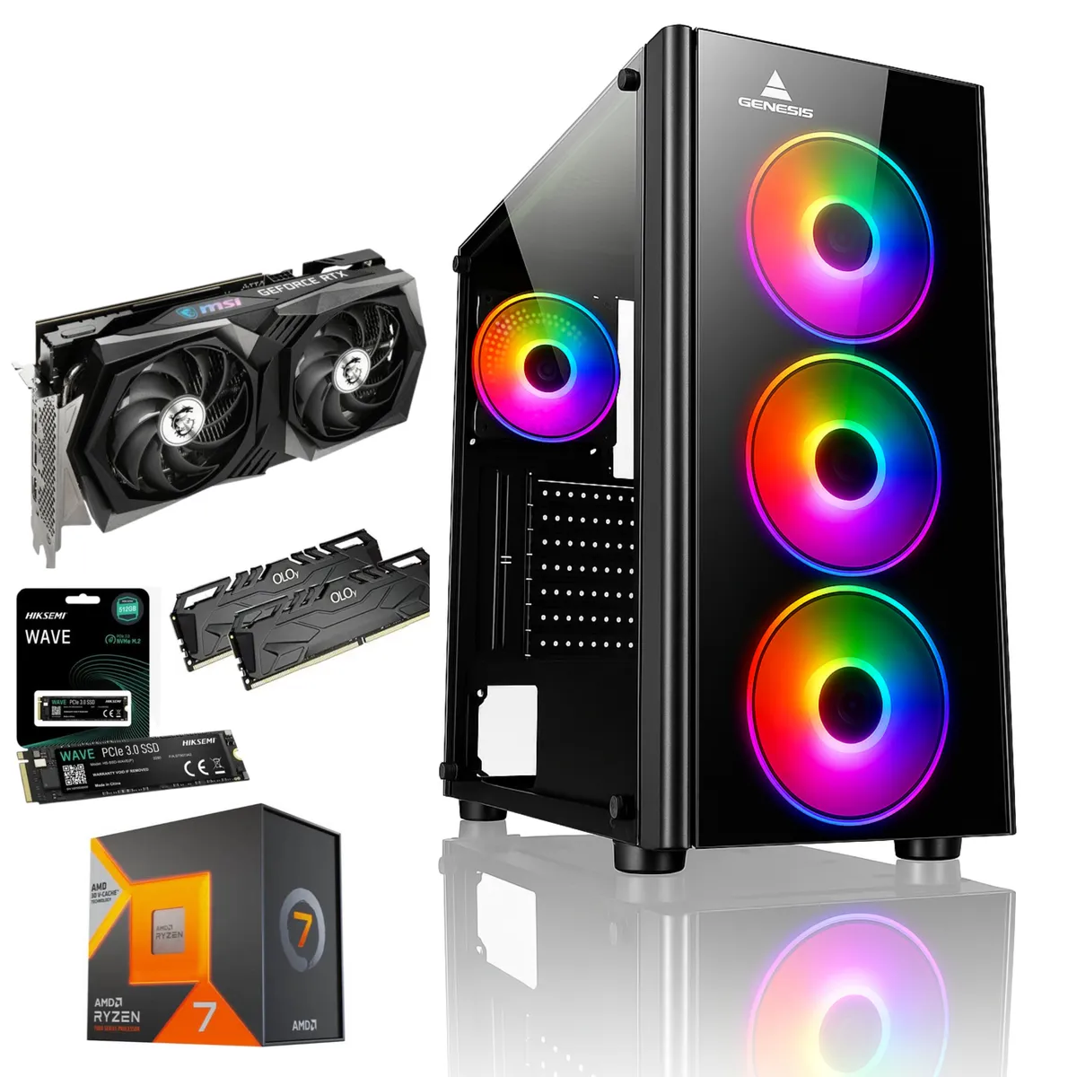 AMD - Pc Torre Gamer Cpu Ryzen 7 5800x 16ram 512 Ssd Rtx 3060 12gb Gama alta