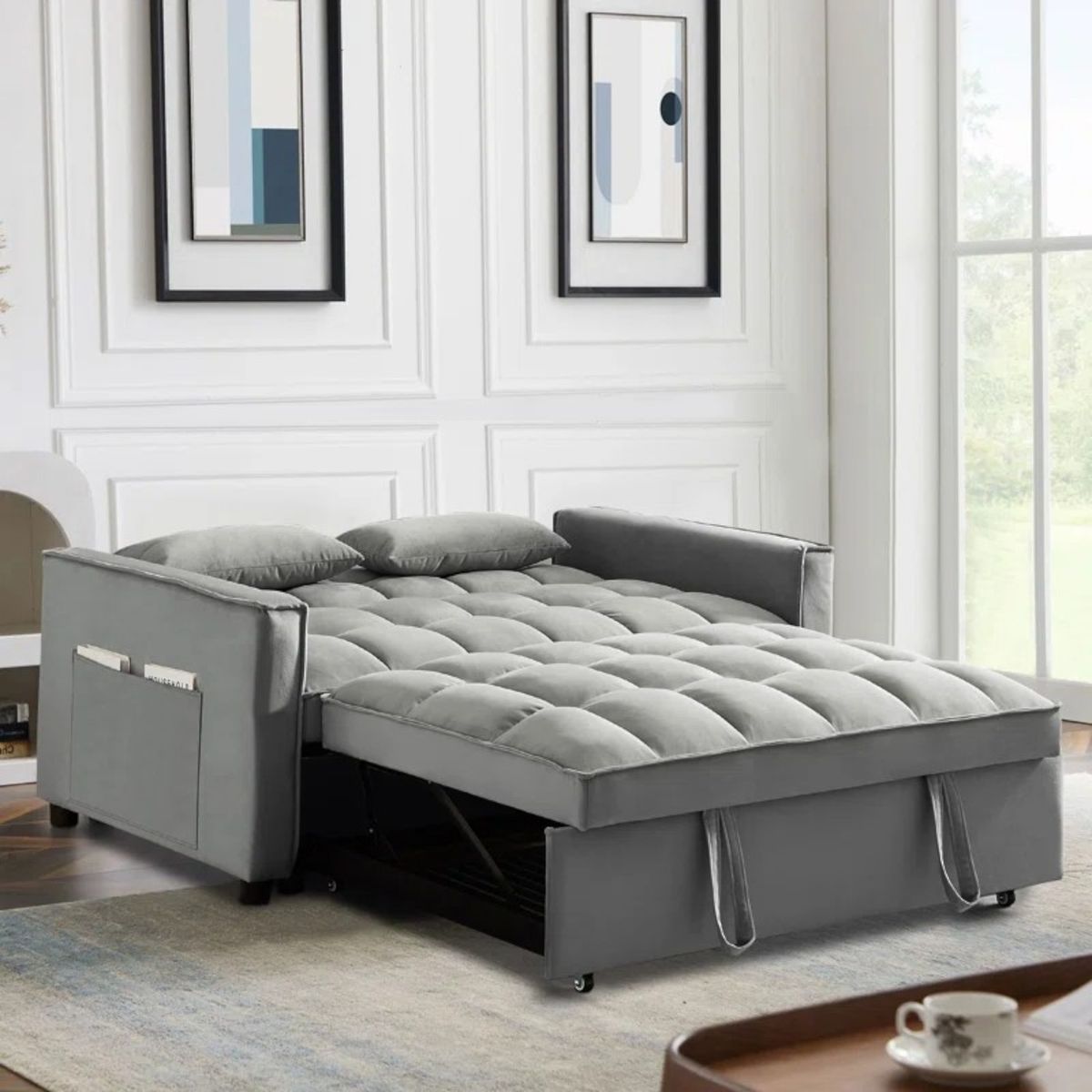 MUEBLES FIOTTI - Sofa Cama 2 Puestos GrisTela Aeidi