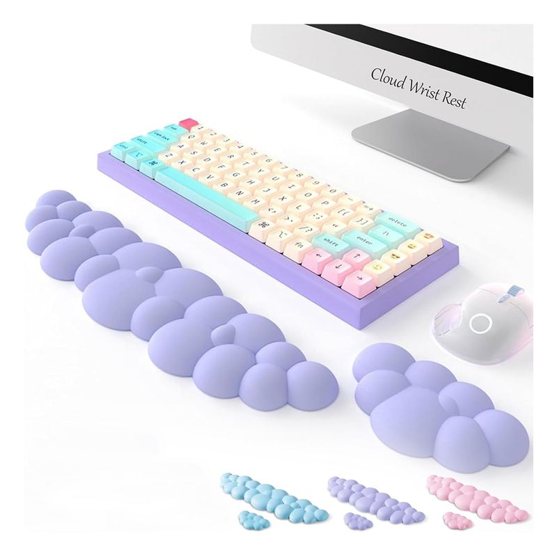GENERICO - Mousepad Nube Reposa Muñeca Morado Ergonómico Pack de 2