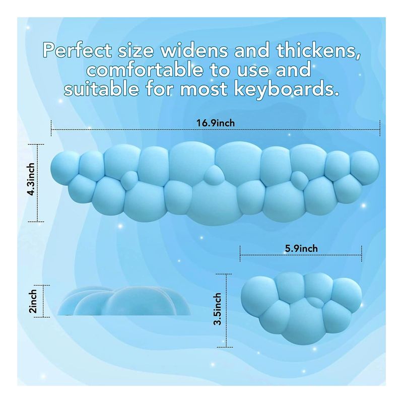 GENERICO - Mousepad Nube Reposa Muñeca Azul Ergonómico Pack de 2