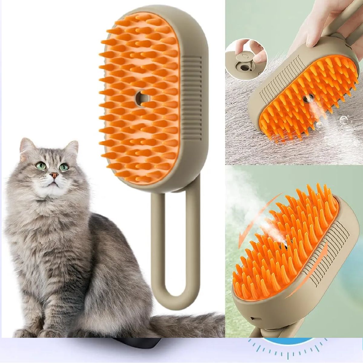 SKY - Cepillo Automático A Vapor 3 En 1 Para Gatos Perros