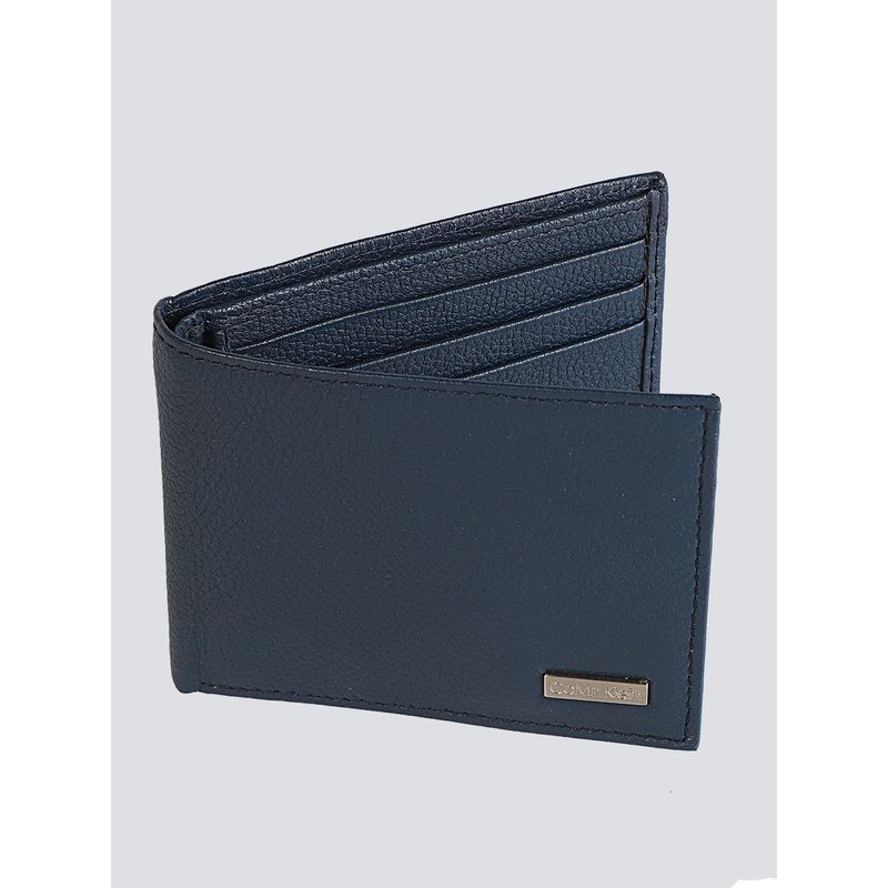 Billetera azul plegable con placa esmaltada Calvin Klein CALVIN