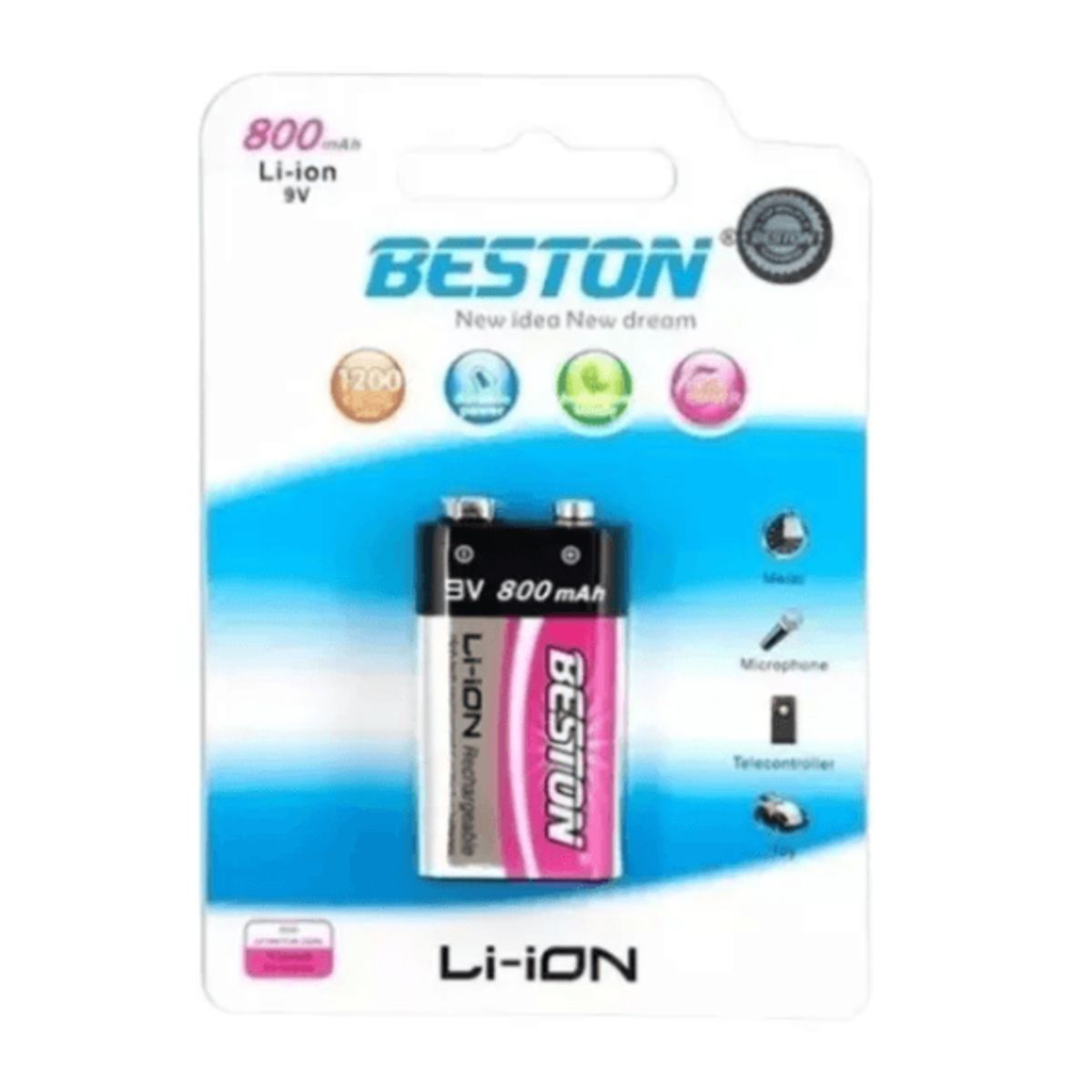 GENERICO - Batería recargable LITIO 9V 800mA BESTON