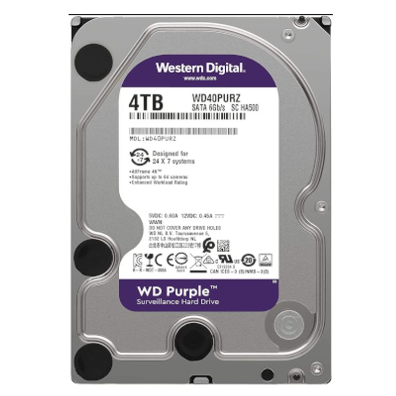 WESTERN DIGITAL - Disco Duro 4TB WD Purple SATA 35” para Videovigilancia PC