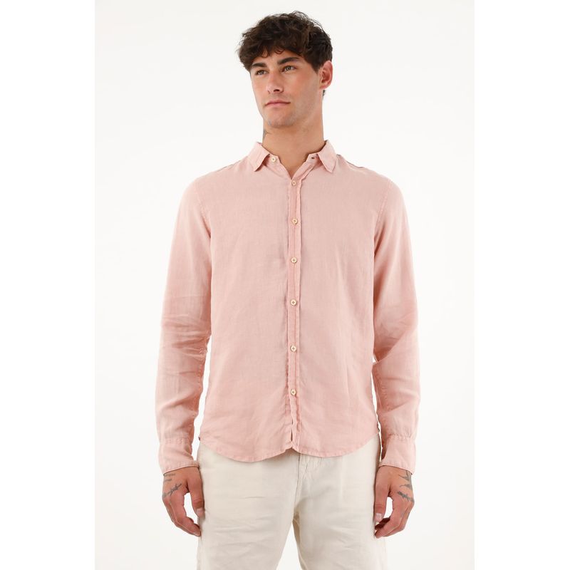TENNIS - Camisa manga larga de 100% lino para hombre