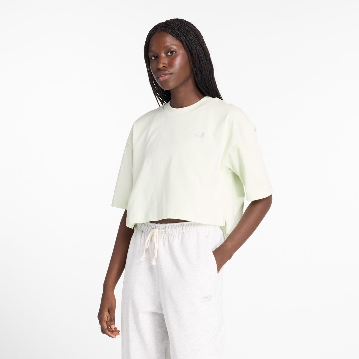 NEW BALANCE - Camisa Tshirt Marca New Balance Relaxed Jersey Blanco Mujer