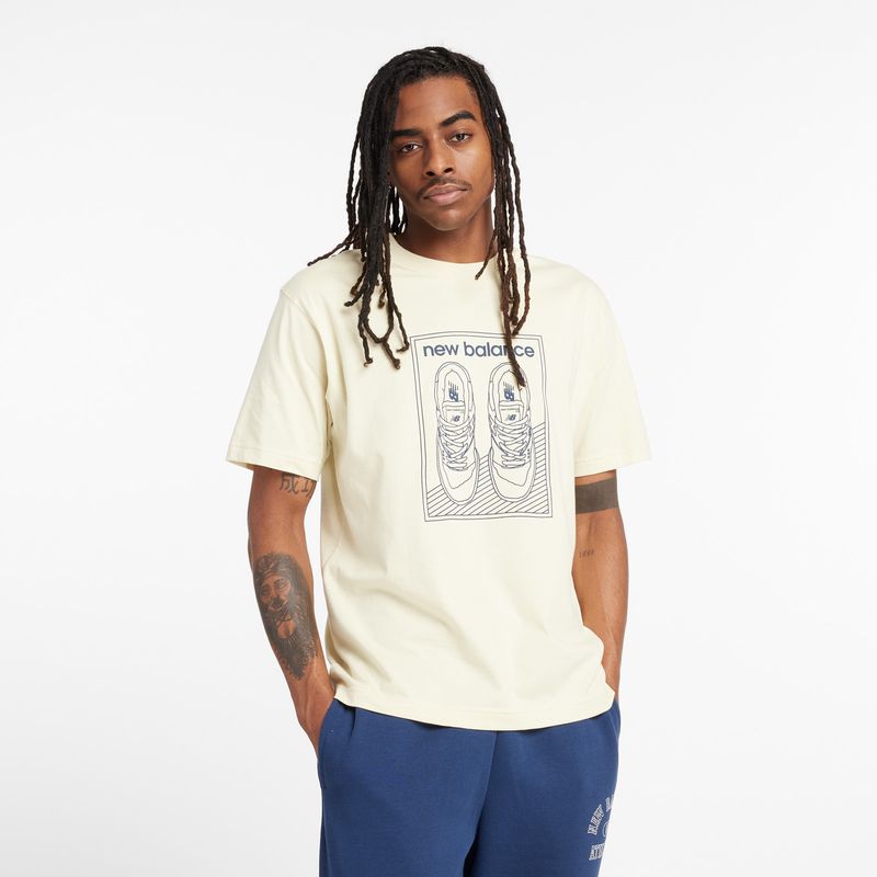 NEW BALANCE - Camisa Tshirt Marca New Balance Relaxed 550 Blanco Hombre